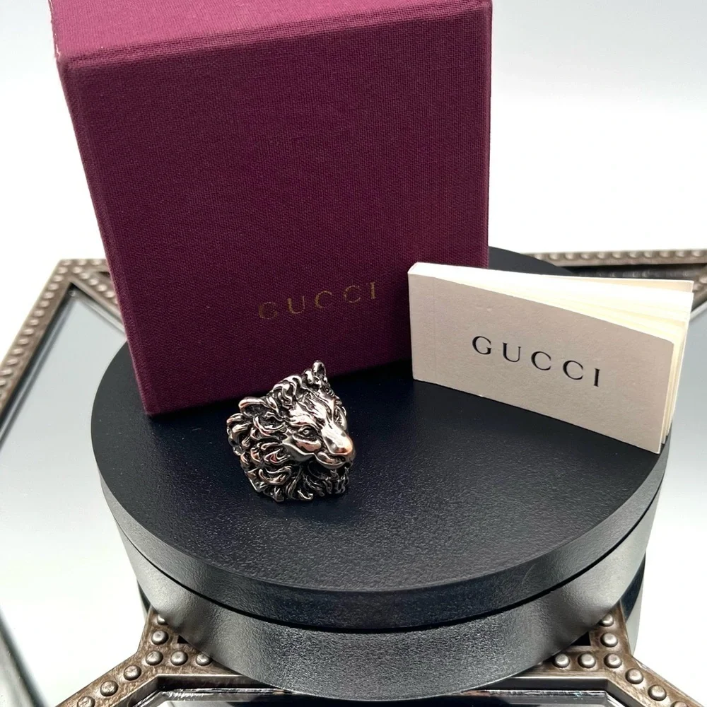 Gucci Metallic Lion Head Ring
